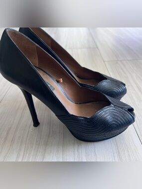 Zara Black Peep-Toe Stiletto Heels size 38/7.5